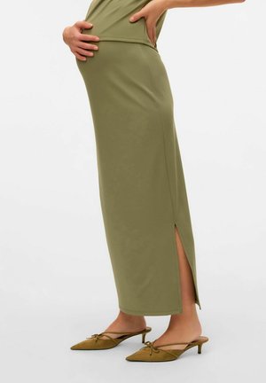 HOHE TAILLE LANGER - Maxinederdele - deep lichen green