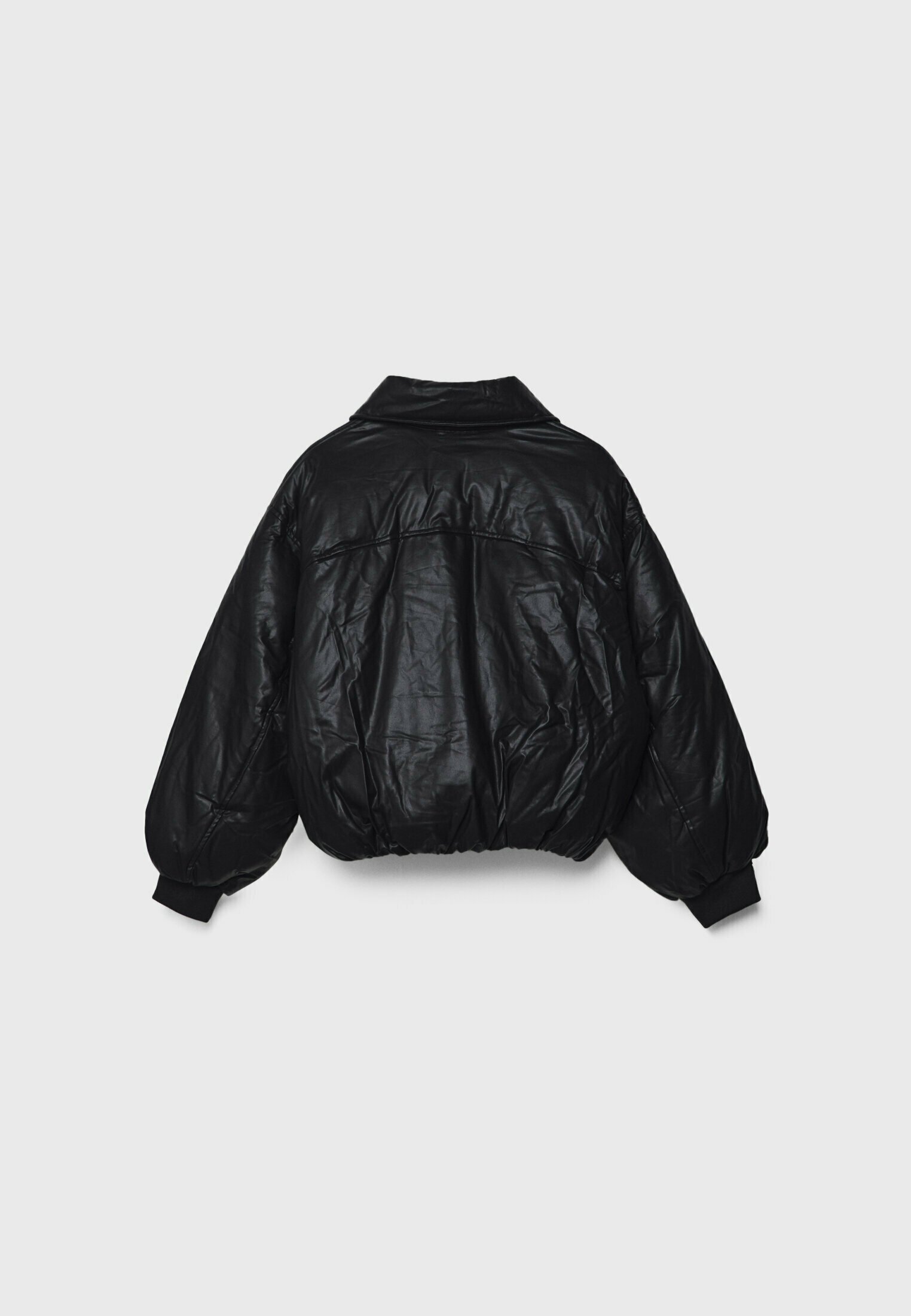 Stradivarius 黒 フェイクファー ジャケット M Stradivarius EFFECT PUFFER - Faux leather jacket - black