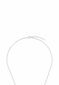 Collana in argento con un design delicato, dotata di un gancio a moschettone e una lunghezza regolabile con dettagli a catena.
