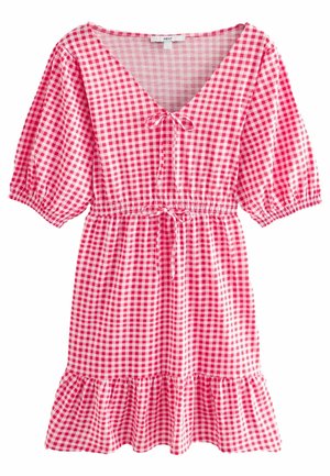 PUFF SLEEVE TIE DETAIL - REGULAR FIT - Rochie de zi - red gingham