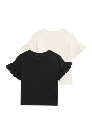 2PK FRILL SLEEVE  - T-shirt con stampa - ivory mix