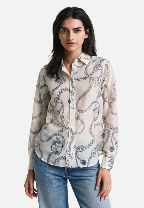 SAILING PRINT SHIRT - Button-down blouse - cream
