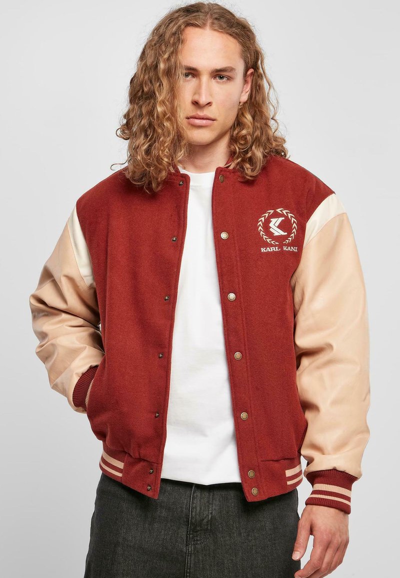 karl-kani-bombertakki-wine-red-cream-sand-musta-zalando-fi