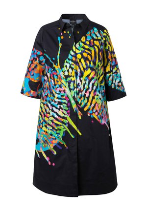 Ulla Popken MOTIF 3/4 SLEEVE - Shirt dress - black