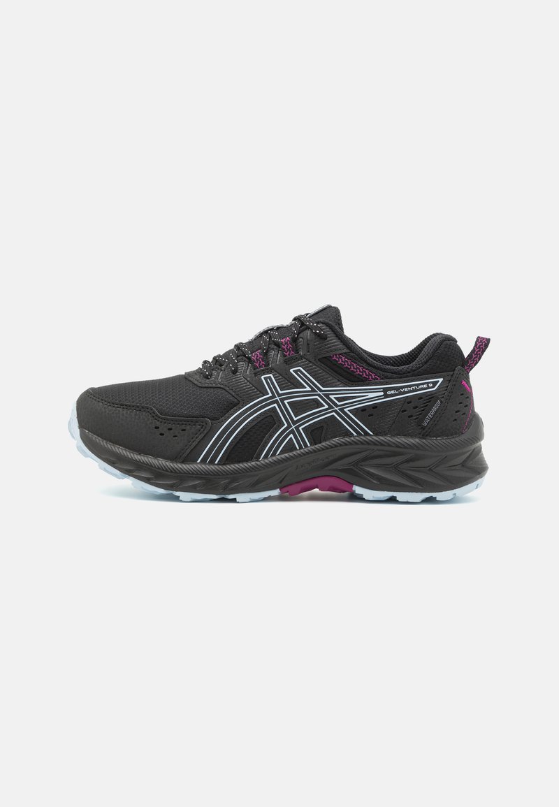 ASICS GEL-VENTURE 9 WP - Trail running shoes - black/light blue/black ...