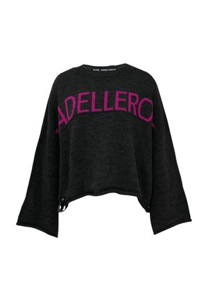 #VDR VILLADELLEROSE, PRINTED OVERSIZE KNIT SWEATER - Pullover - anthracite