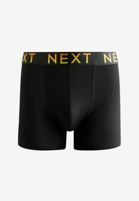 Boxeri scurți negri din bumbac moale, cu un elastic verde pe care este inscripționat cu litere îndrăznețe și în degradé cuvântul "NEXT".