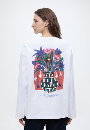 Topshop TSPREMIUM PRINTED - Μπλούζα με μακριά μανίκια - bright white