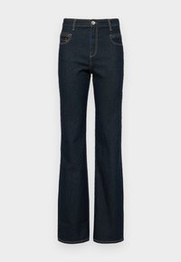 ONLSANDRA ZIP BOX - Flared jeans - dark blue denim