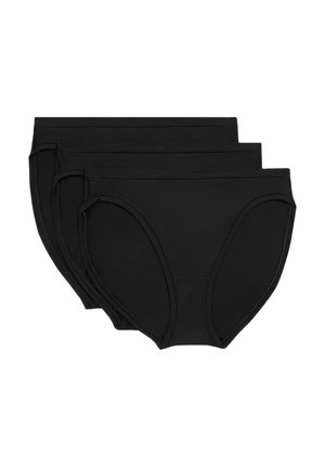 Svarta bomullsboxer, tre-pack, med en slät textur, medelhög midja och elastiskt midjeband utan synliga sömmar.