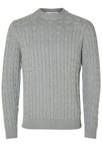 SLHRYAN STRUCTURE CREW NECK - Striktrøje - medium grey melange