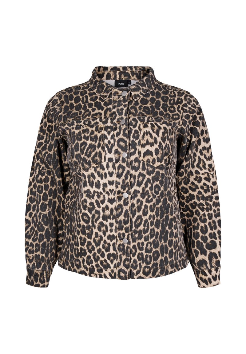 Leopardprint shirt van lichtgewicht stof, met een klassieke kraag, knoopsluiting, twee borstzakken en lange mouwen.