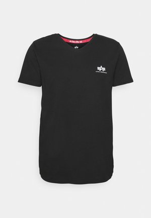 V-NECK SMALL LOGO - T-shirt basic - black