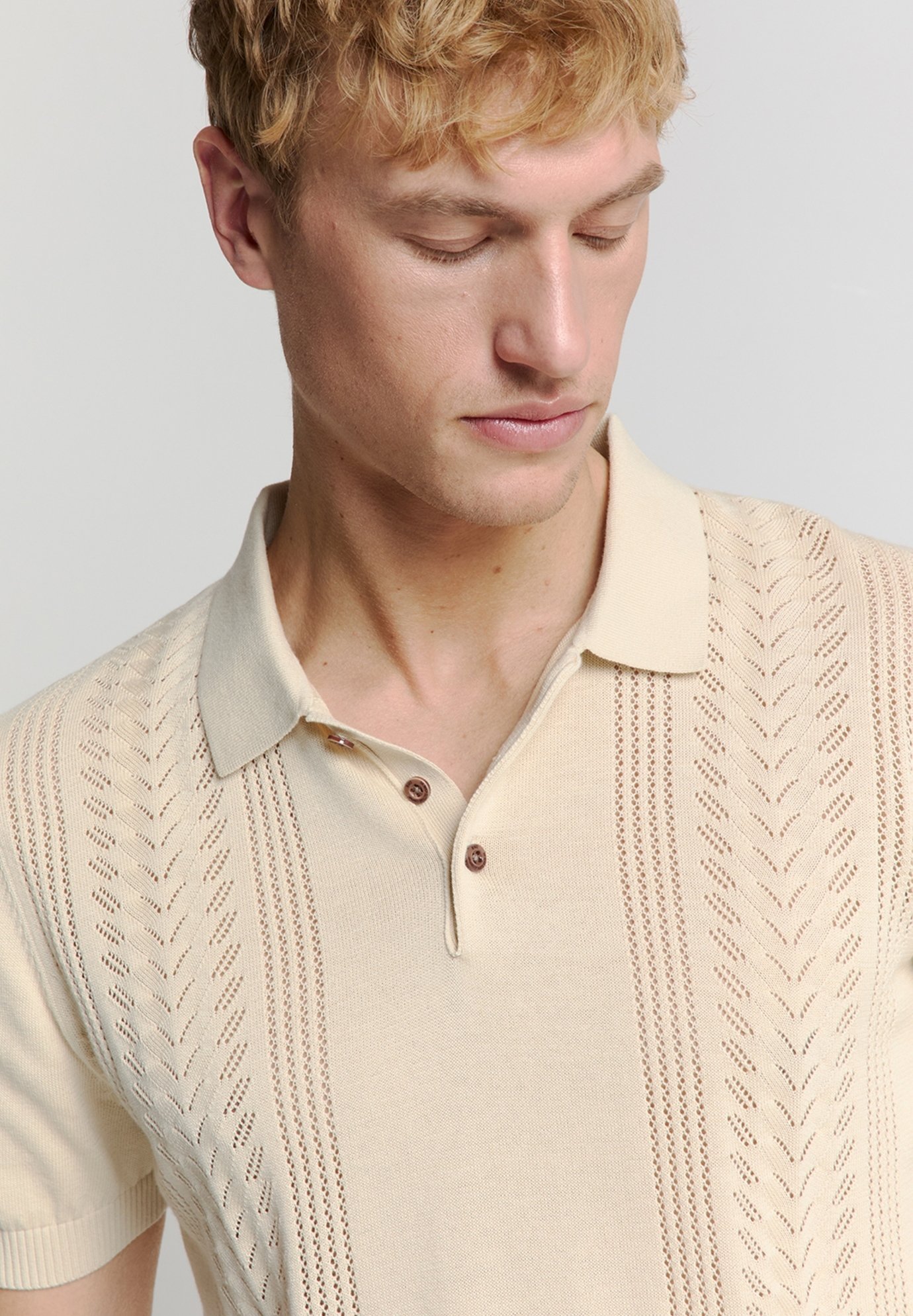 NO EXCESS JACQUARD SHORT SLEEVE - Polo shirt - sand - Zalando