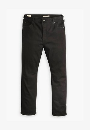 Schwarze Jeans aus Denim mit geradem Schnitt, ausgestattet mit fünf Taschen, einem Knopfverschluss und dezenten Stickdetails. Weicher Stoff und strapazierfähiges Material.