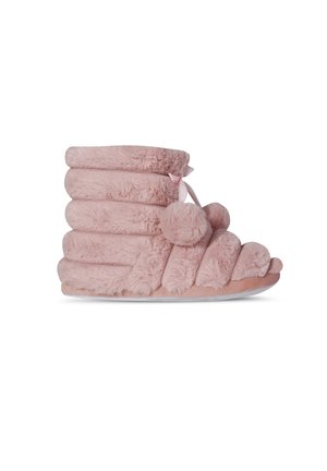 Loungeable TEXTURED FAUX FUR BOOTIE WITH POMS - Ankle boots - pink