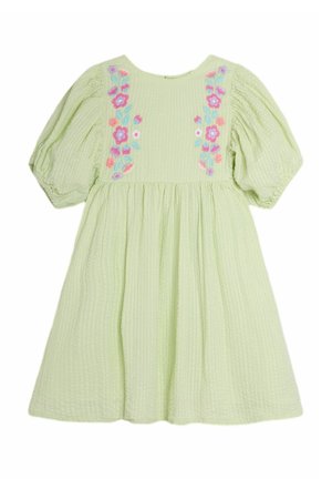 REGULAR FIT - BALLOON SLEEVE - Jurk - green floral embroidered