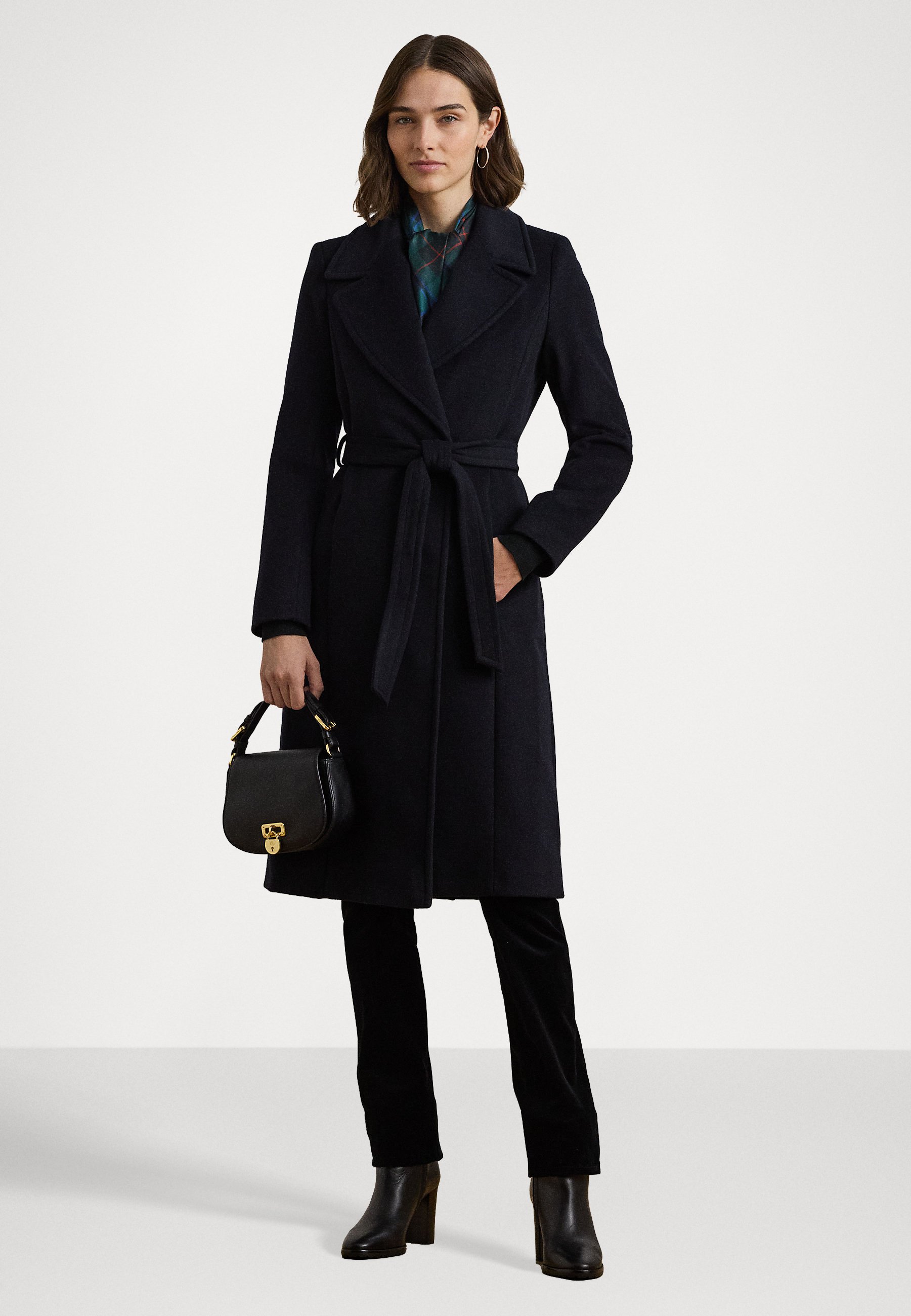 LAUREN RALPH LAUREN ブラックコート LAUREN RALPH LAUREN (ローレン ラルフローレン) カシミヤ混 無地
