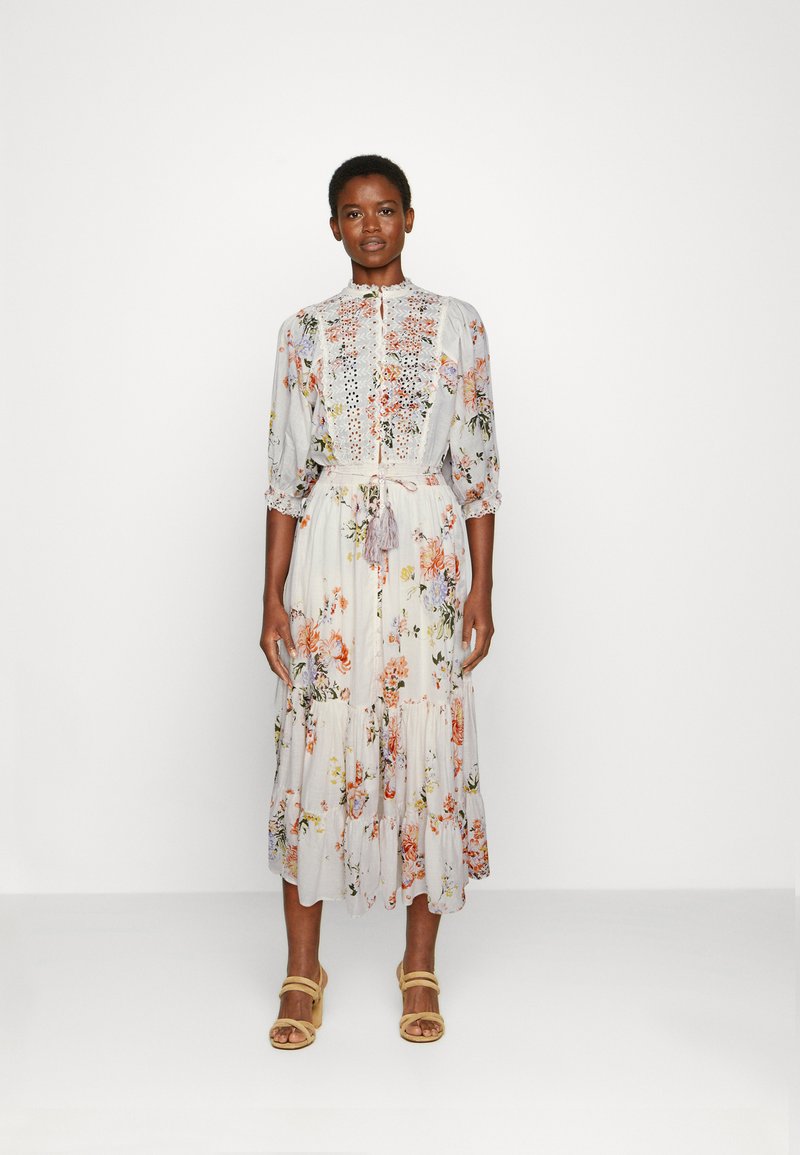 byTiMo COTTON SLUB MIDI DRESS Day dress vintage flowers/white