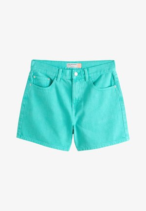 Next, REGULAR FIT - SPLIT HEM HIGH RISE DENIM SHORTS . - Denimové šortky - turquoise blue
