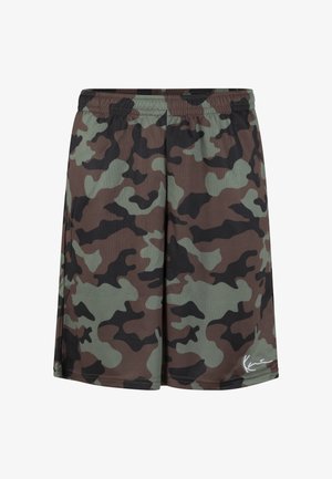 Karl Kani, SIGNATURE MESH SHORTS - Træningsbukser - olive lightolive darkbrown