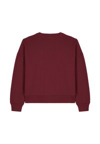 Sweatshirt bordeaux à manches longues avec col rond, coupe décontractée, et bords côtes aux poignets et à l'ourlet. Confectionné en tissu doux et texturé.
