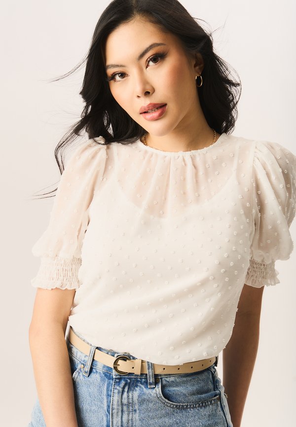 DOBBY SHIRRED CUFF - Blouse