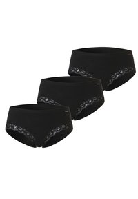 Zwarte katoenen jongensshorts set van drie, met een kanten tailleband met een golvend patroon en een gladde textuur.