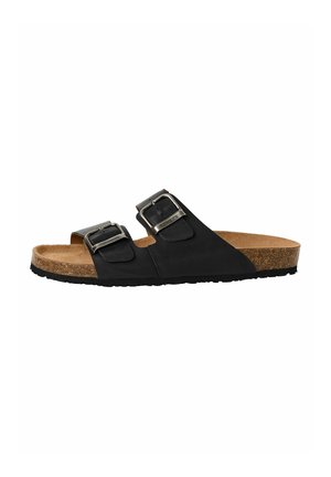 Pantolette flach - black pull up
