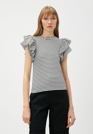 T-Shirt Koton Col V Imprimé Manches Courtes 100% Coton Garçon 11/12 Ans - Blanc Cassé