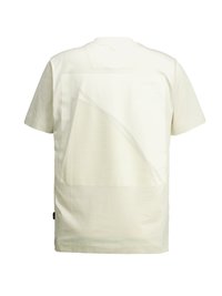 Tricou cu mânecă scurtă, de culoare crem, prezentând un design geometric, translucid pe spate cu un model texturat.