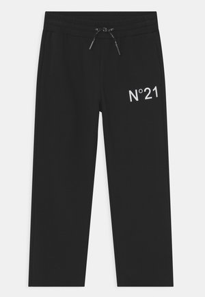 Schwarze Jogginghose mit einem Kordelzugbund, aus weichem Stoff. Mit einem gedruckten weißen "N°21"-Logo auf der linken Seite. Gerader Schnitt.
