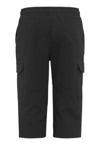 Svarta cargoshorts av bomullsblandning, med sidofickor, en avslappnad passform och resårmidja för komfort.