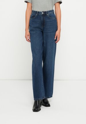 VMRAE WIDE STUDS - Wide leg - dark blue denim