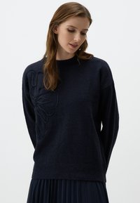 FLORAL EMBROIDERED - Maglione - dark blue