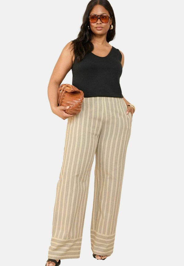 PLUS SIZE FIT - PREMIUM  - Stoffhose - cream stripe