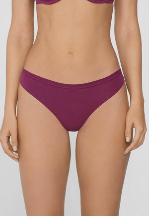 Bordeaux bikini onderstuk van gladde stof, met een lage taille en een naadloze tailleband, in een klassieke slipvorm.
