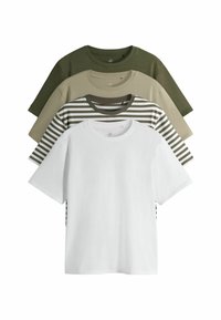 4 PACK SHORT SLEEVE  - REGULAR FIT - T-shirt - bas - white stripe khaki light khaki