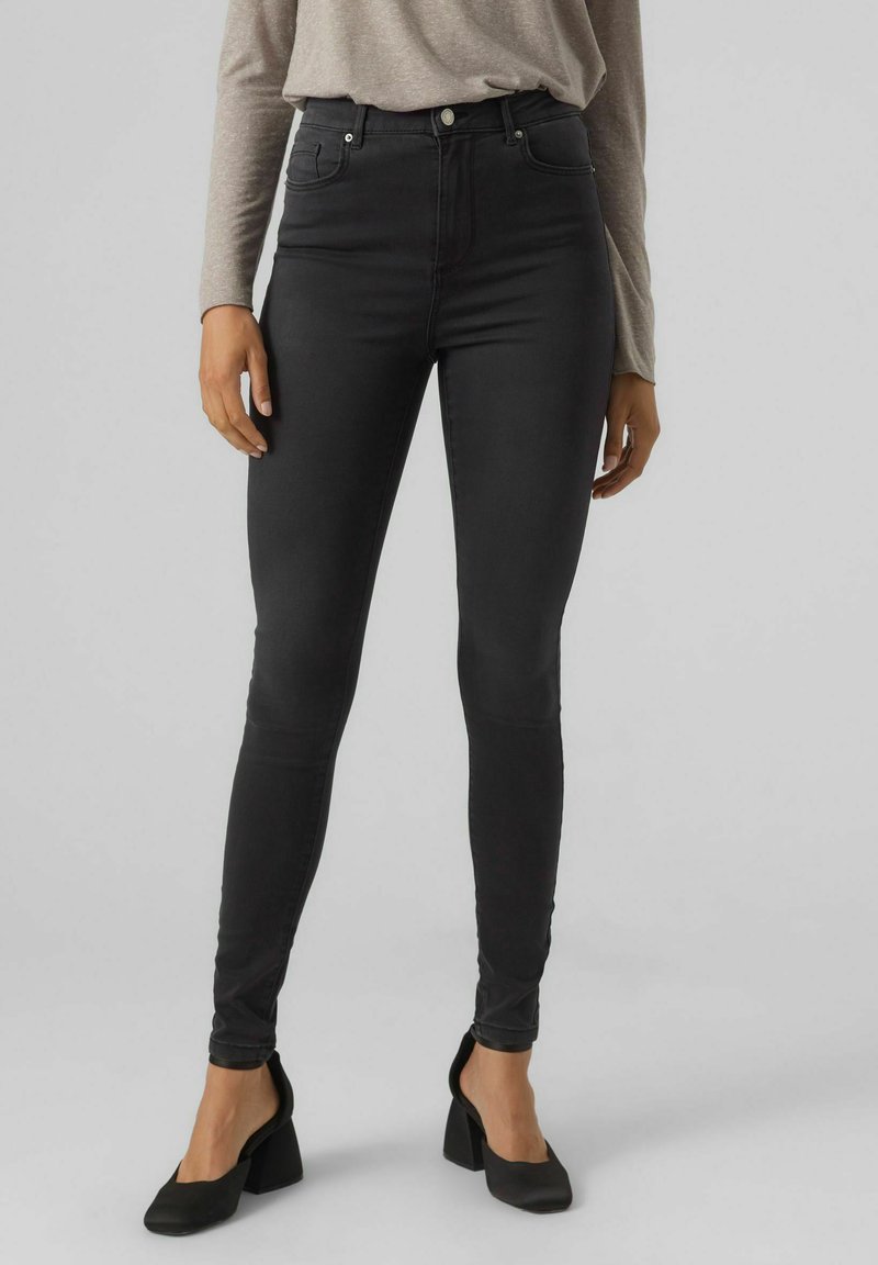 Vero Moda - HIGH WAIST - Jeans Skinny Fit - dark grey denim, Förstora