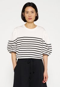 10DAYS BALLOON SLEEVE - Camiseta estampada - ecru black