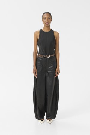 RIO BARREL PANTS - Leren broek - black