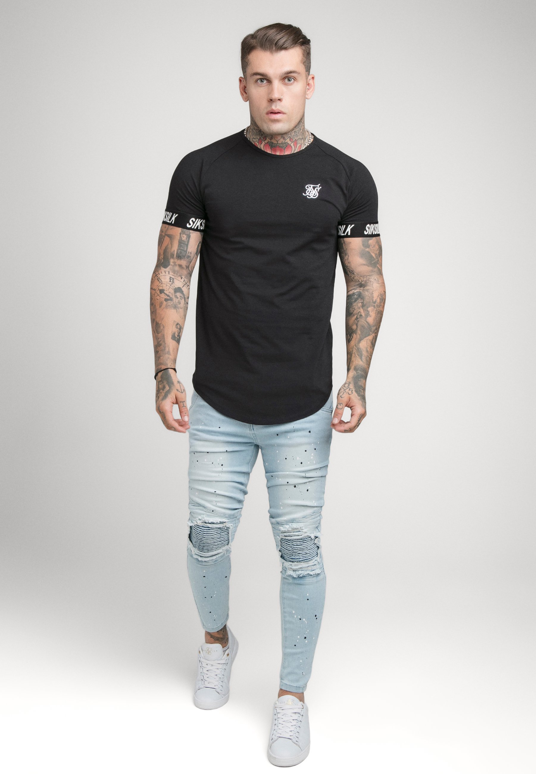 Herrer RAGLAN TECH TAPE TEE - T-shirts basic - black Herrer RAGLAN TECH TAPE TEE - T-shirts basic - black