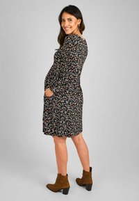JoJo Maman Bébé MATERNITY PRETTY FLORAL BUTTON THROUGH  - REGULAR FIT - Trikoomekko - black
