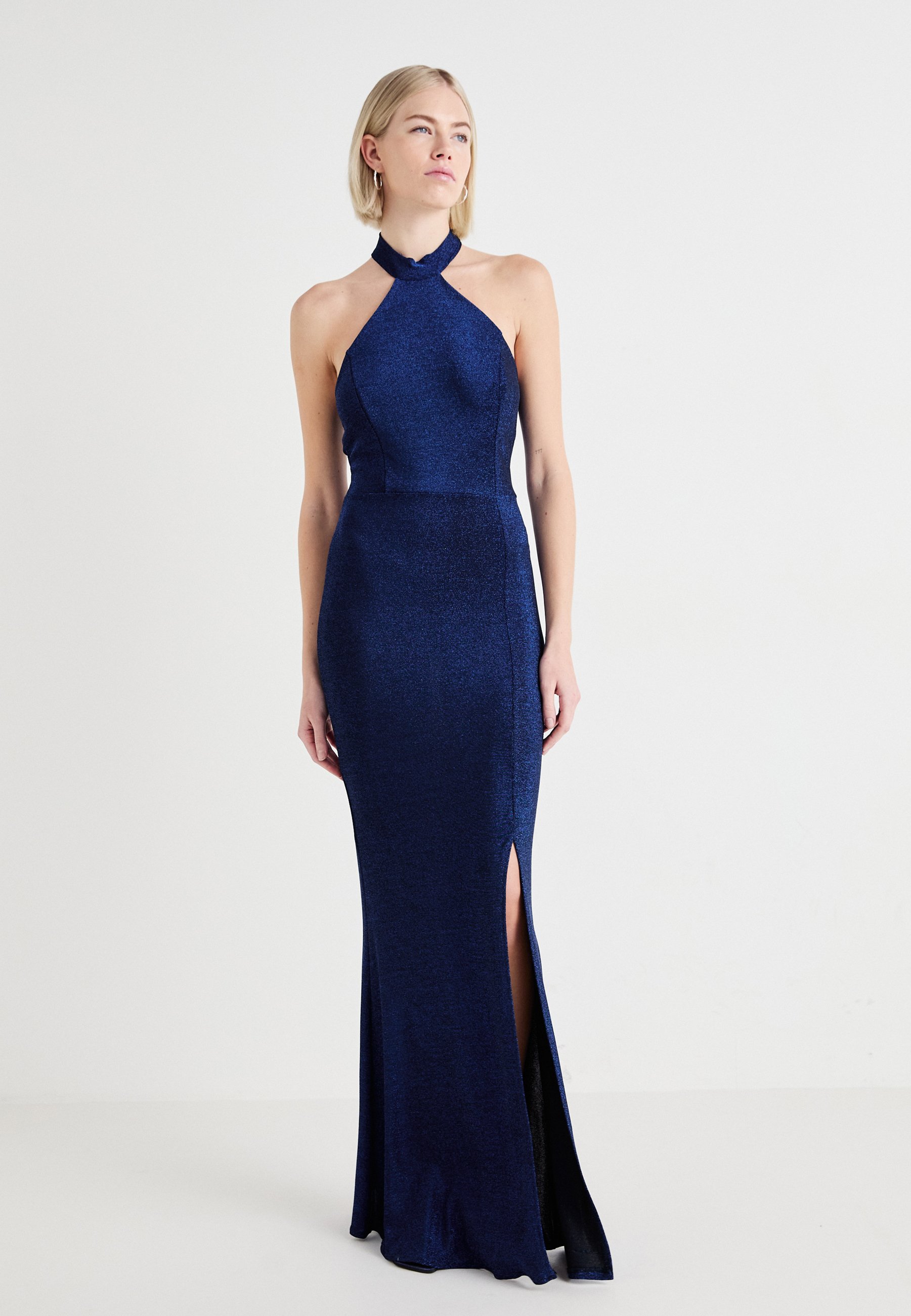 denim blue prom dress Petal and Pup Women's Anabelle Halter Neck Lace Maxi Dress main image 0