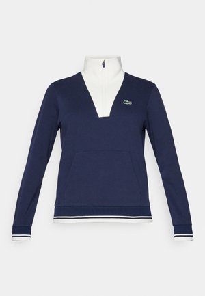 Lacoste Sport ZIP HERITAGE - Sweatshirt - navy blue/flour