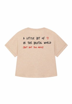 BRUTAL BACK PRINT ROLLUP TEE OVERSIZED - T-shirt imprimé - mottled beige