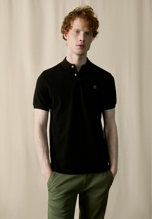 Marc O'Polo SHORT SLEEVE BUTTON PLACKET SLITS AT HEM - Polo shirt - black
