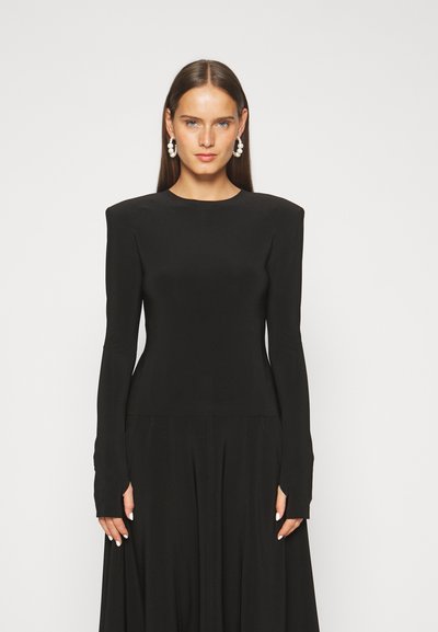 Norma Kamali SHOULDER PAD LONG SLEEVE CREW - Μπλούζα με μακριά μανίκια - black