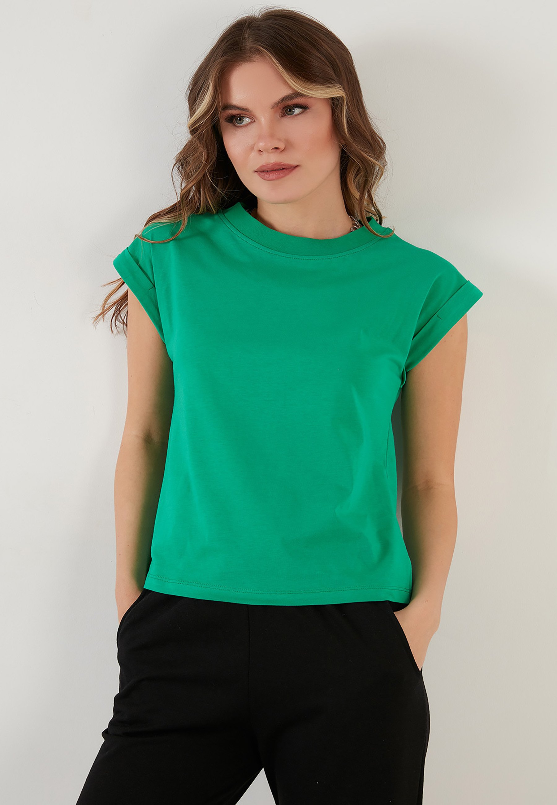 LELA Basic T-shirt - benetton color/green - Zalando.ie