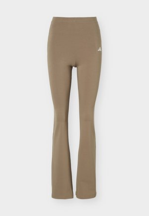 adidas Sportswear, ESSENTIALS SMALL LOGO FLARED - Leggings - khaki six/white